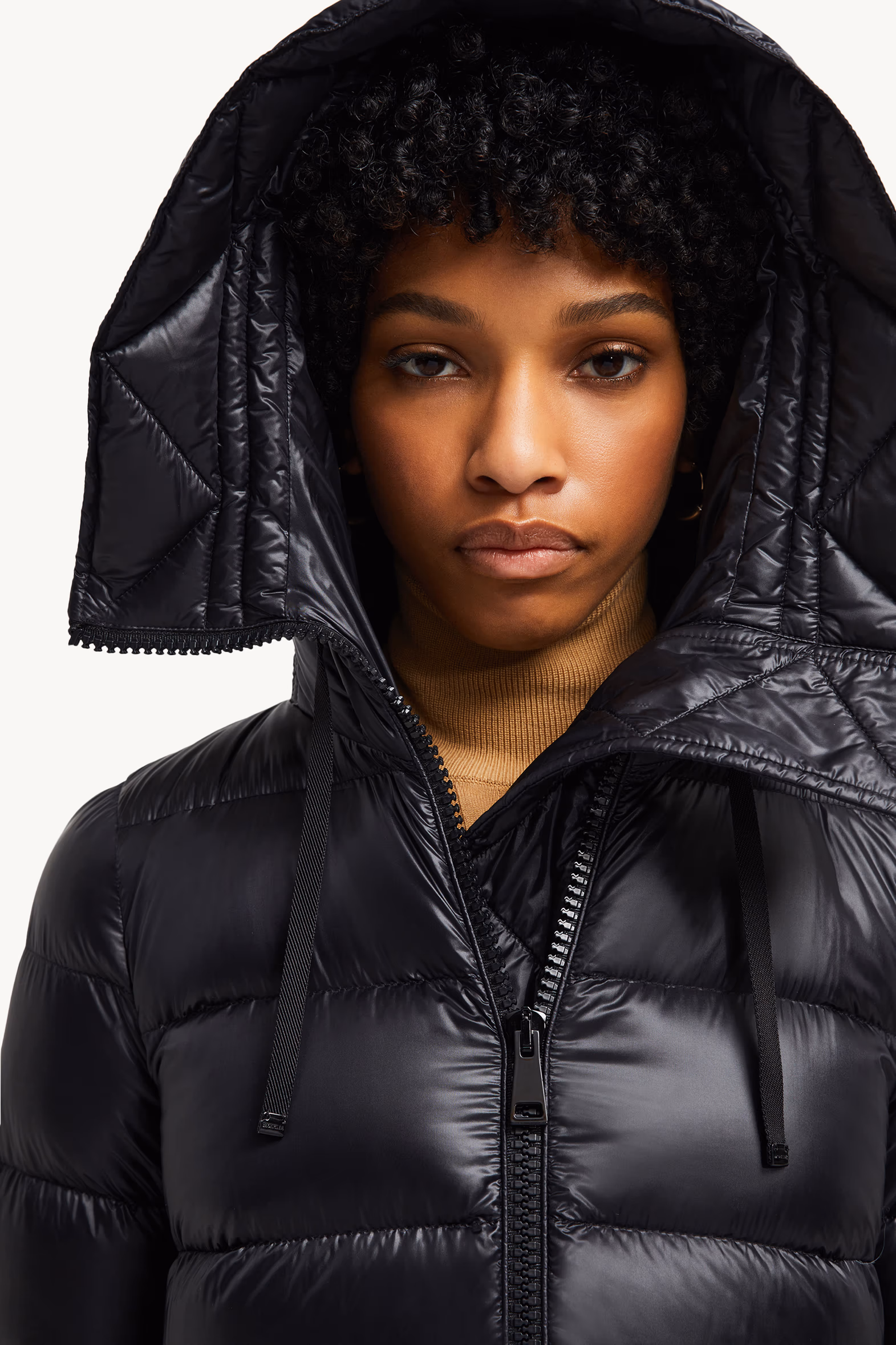 Suyen Hooded Mid-Length Down Jacket Women Black Moncler 7